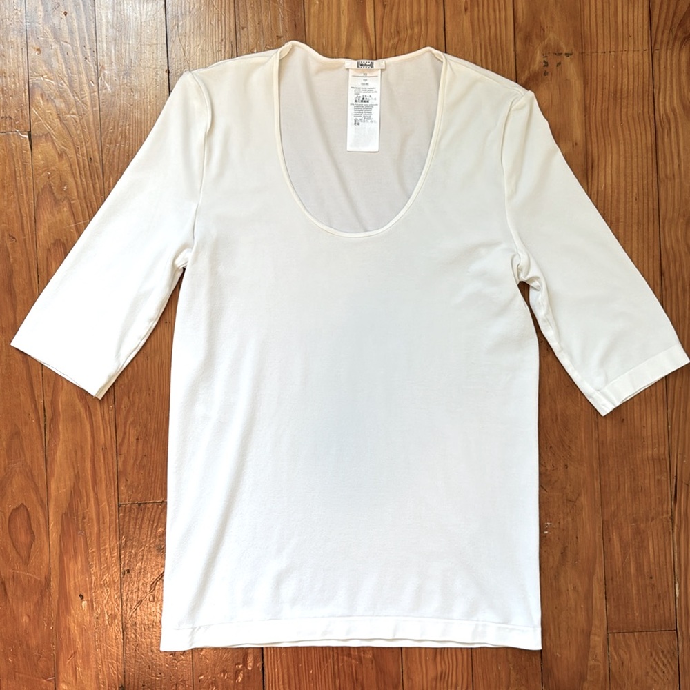 WOLFORD 3/4 sleeve seamless knit top white XS
